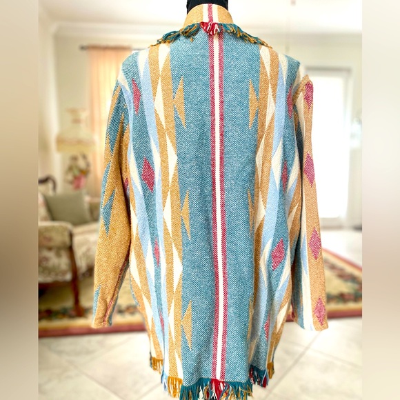Vintage Granite Southwest Woven Fringe Cardigan Jacket - Picture 5 of 10